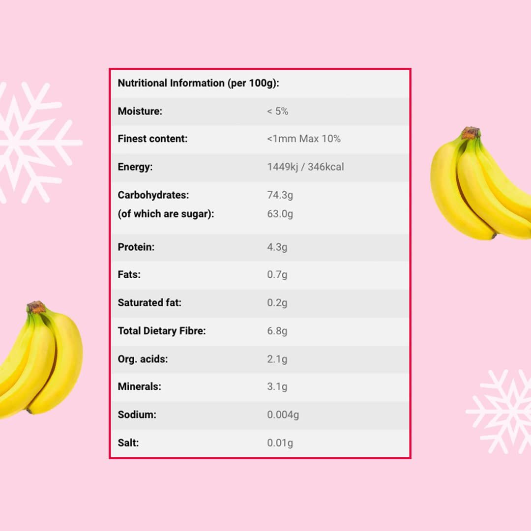 Felii de banane liofilizate 100g - chipsuri de banane liofilizate - fructe uscate liofilizate - felii de banane uscate pentru decorare, gustări, smoothie-uri și deserturi Produse deshidratate Naty Shop