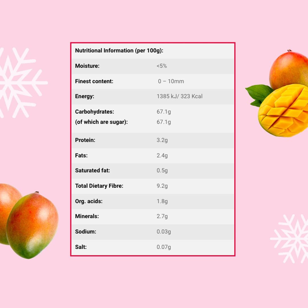Felii de mango liofilizate 100g - chipsuri de mango liofilizate - fructe uscate liofilizate - fructe liofilizate, mango uscat pentru decorare, gustări, smoothie-uri, deserturi Produse deshidratate Naty Shop