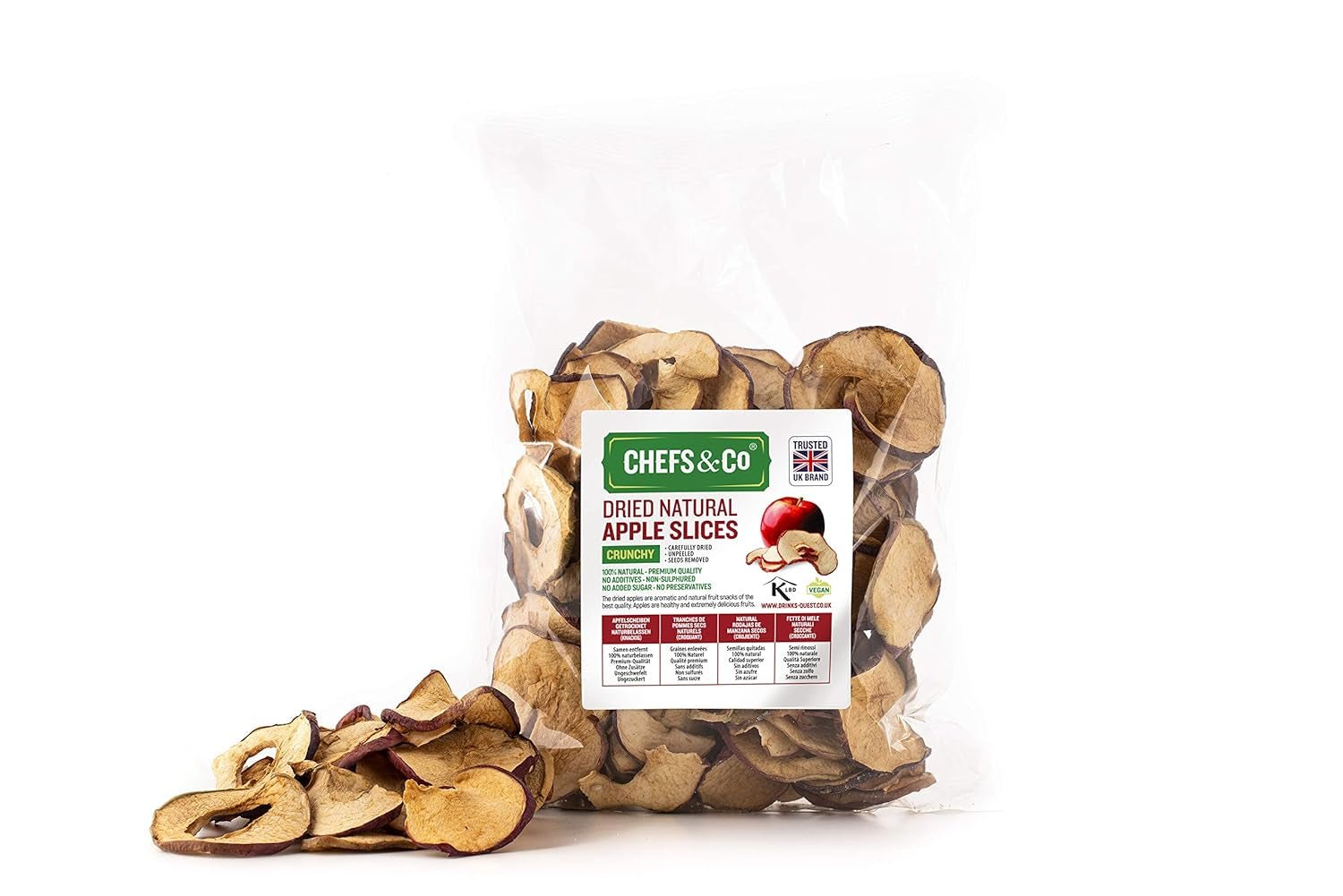 Felii de mere uscate 250g | 100% fructe naturale întregi | fără coajă | fără semințe | fără aditivi | nesulfurate | fără zahăr adăugat Produse deshidratate Naty Shop