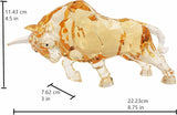 FengShui Wall Street Bull Statue Acrylic Bull Figurine Sculptura Home Office Desk Decorative Ornament 21.6 cm L (Amber) Statuete si sculpturi Naty Shop