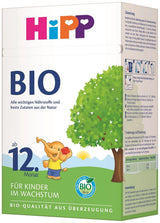 Lapte de creștere organic HiPP (4 x 600g), după 12 luni, cu calciu, fier, vitamina C și D, pentru copiii mici în creștere, de cea mai bună calitate organică