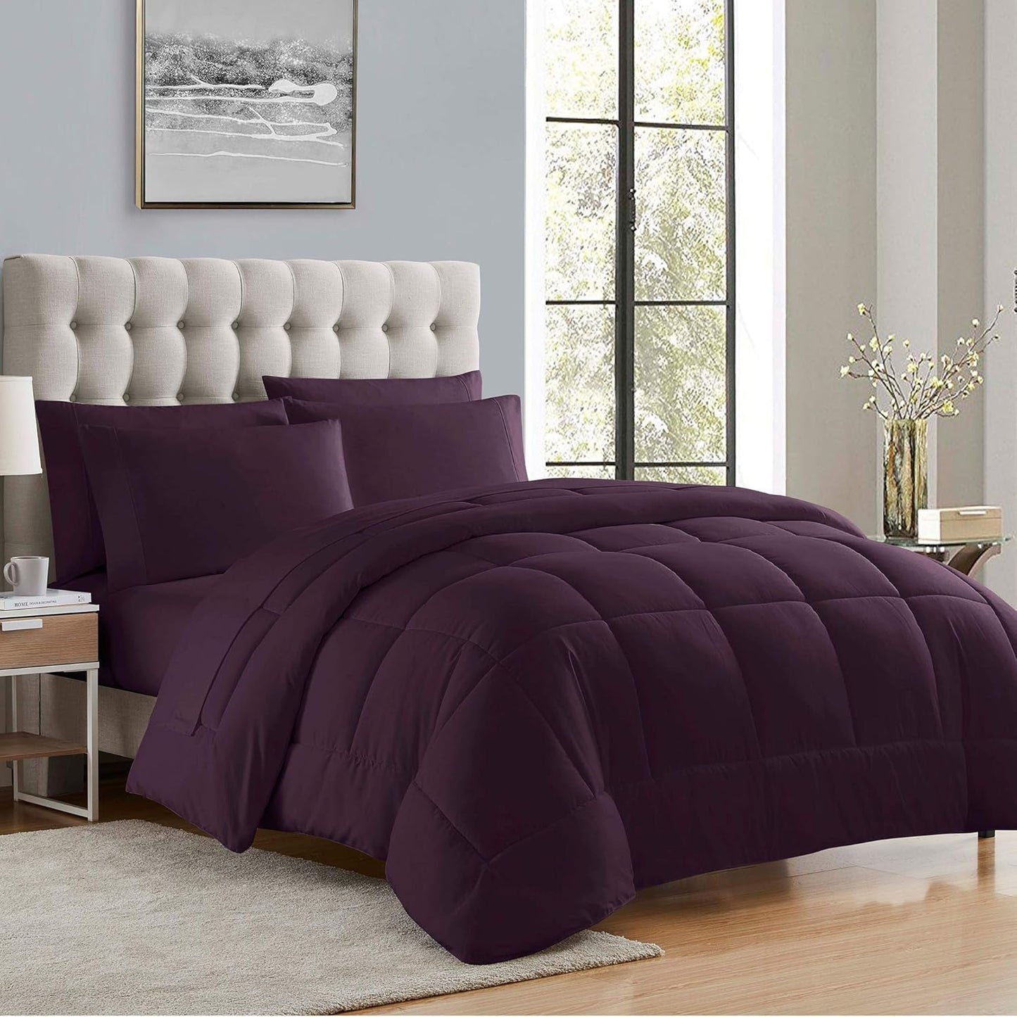 Sweet Home Collection Plapumă alternativă pentru toate anotimpurile, Căldură, Lux, Pluș, Loft, Microfibre, Umplutură, Lenjerie de pat, Full, Roșu deschis King Plapumi si pilote Naty Shop Violet Rege