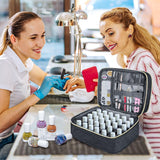Nagellack Organizer Tasche, Doppelschicht Nagellack Aufbewahrung Box, Organizer Koffer Für Nageldesign Kosmetiktasche Für 30 Flaschen Neonail Base(15Ml-0.5 Fl.Oz) & 1 Nagellampe(Schwarz)