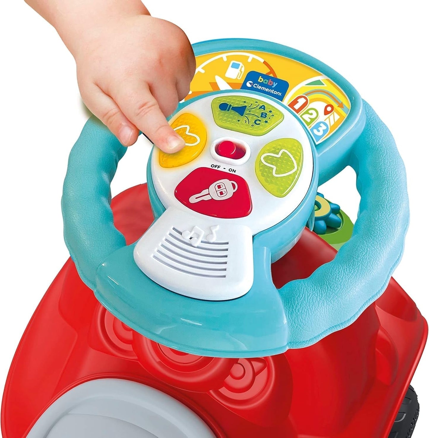 Clementoni - 17747 - Nicolò Go Go 3 în 1 - Mașină de echitație, vorbitor electronic de învățare, primii pași, lumini și sunete, joc pentru copii de 1 an - Made in Italy Jucarii Bebe Naty Shop