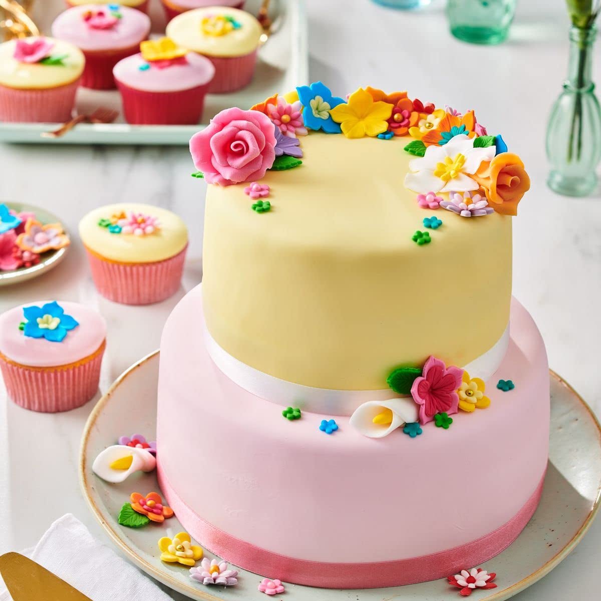 Fondant rulat FunCakes Royal Purple: Ușor de folosit, neted, flexibil, moale și pliabil, perfect pentru decorarea prăjiturilor. Fără gluten, 250 g (pachet de 2) Pasta de zahar Naty Shop
