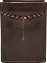Fossil Bărbat Derrick piele RFID Blocare Magnetic Card Case Walletderrick Wallet Portofel Barbati Naty Shop Derrick maro închis