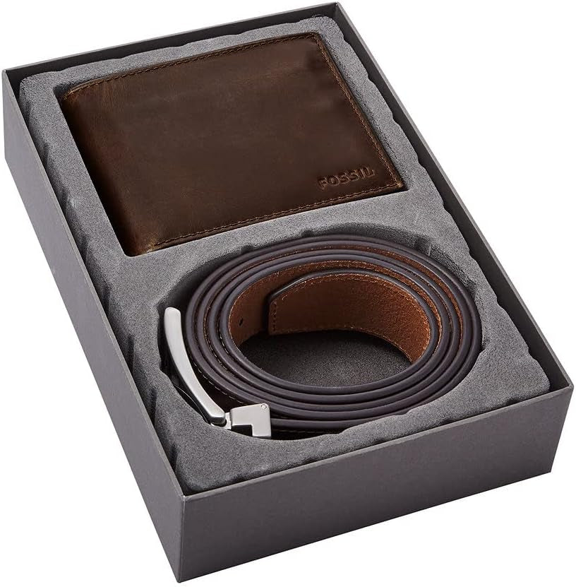 Fossil Mens Derrick Travel Accessory Bi Fold Wallet, Dark Brown, 11.43 cm L x 1.6 W 9.22 H EU Portofel Barbati Naty Shop
