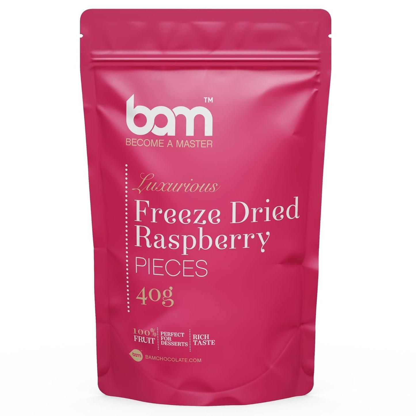 Fructe liofilizate BAM, 40 grame, fructe naturale, deserturi perfecte, aromă bogată (căpșuni) Produse deshidratate Naty Shop Zmeură