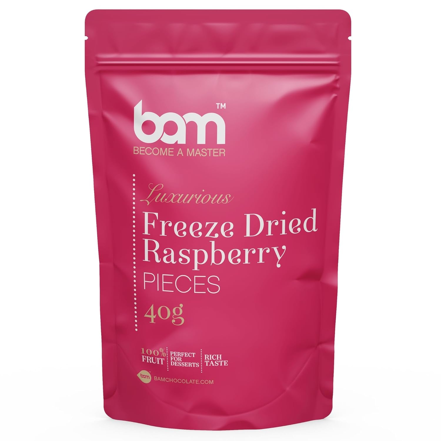 Fructe liofilizate BAM, 40 grame, fructe naturale, deserturi perfecte, aromă bogată (căpșuni) Produse deshidratate Naty Shop Zmeură