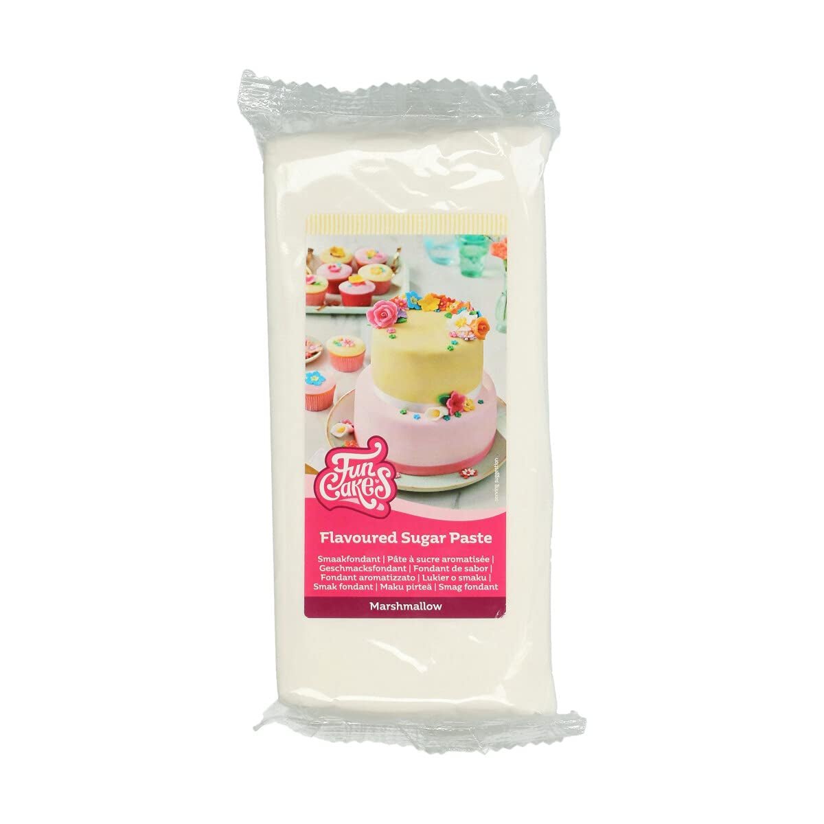 FunCakes Fondant cu aromă de lămâie: Gust delicios, textură fină, ușor de întins, fondant rulat, perfect pentru prăjituri, cupcakes și biscuiți. Halal, kosher și fără gluten. 250 g (pachet de 3) Pasta de zahar Naty Shop 1 kg Marshmallow alb