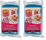 FunCakes pastă de zahăr pe bază de migdale (marțipan olandez) Aqua Blue: ușor de utilizat și neted, perfect pentru decorarea prăjiturilor, halal, kosher și fără gluten, 250 g (pachet de 2) Pasta de zahar Naty Shop 250 G (pachet de 2) Marțipan