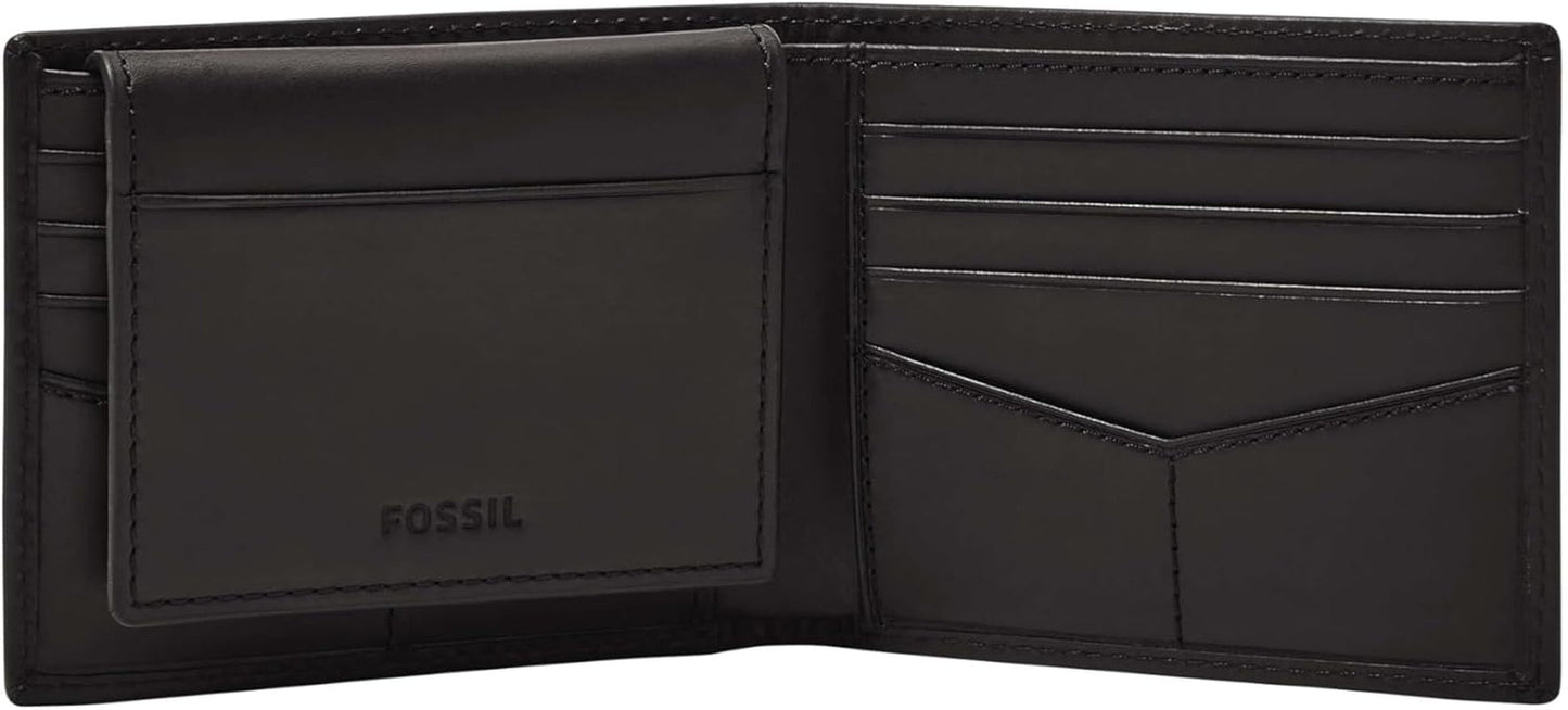 Geantă bifold pentru pașapoarte Fossil Derrick din piele cu blocare RFID pentru bărbați, cu suport detașabil pentru carduri Portofel Barbati Naty Shop