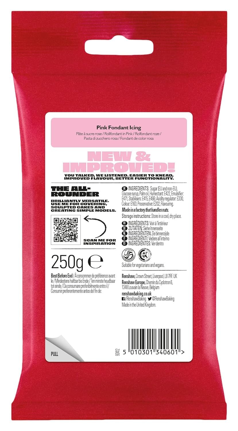 Ghips Fondant pentru tort Regalice Pastă de zahăr gata de rulat 250g PINK Pasta de zahar Naty Shop