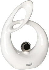 GILDE Sculptură decorativă din ceramică Life - figură albă glazurată alb/argintiu cu bilă argintie - înălțime 22 cm Statuete si sculpturi Naty Shop
