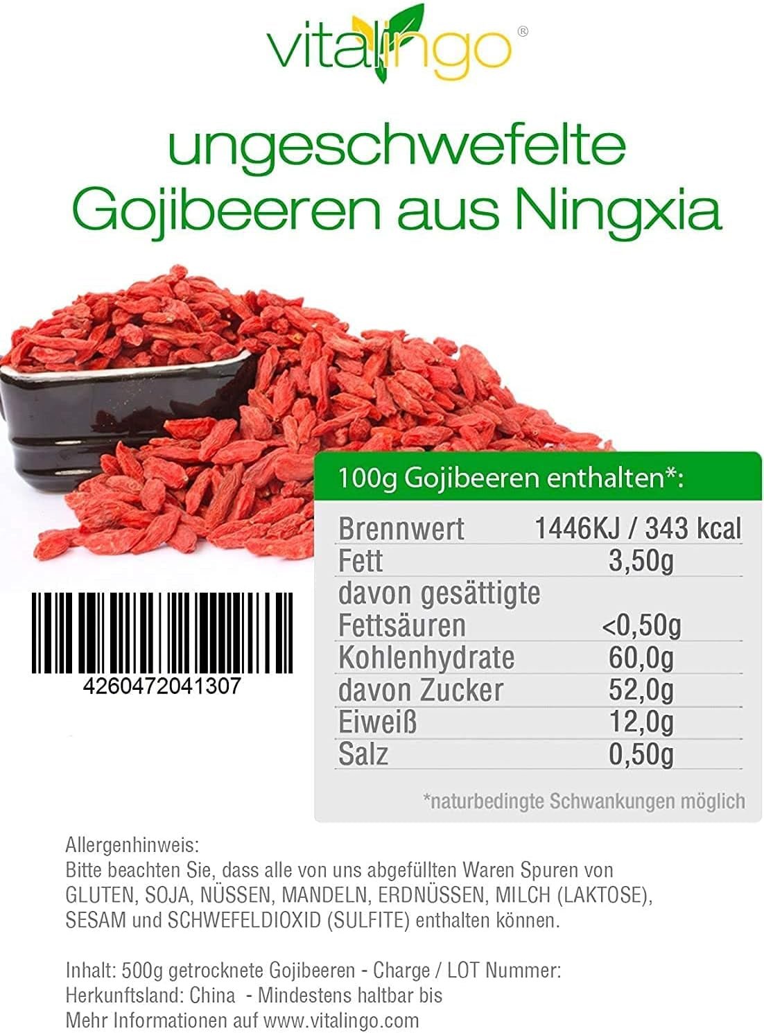 Goji berries - 1 kg de goji berries uscate și nesulfurate din una dintre cele mai bune regiuni de creștere din lume, Ningxia China Produse deshidratate Naty Shop