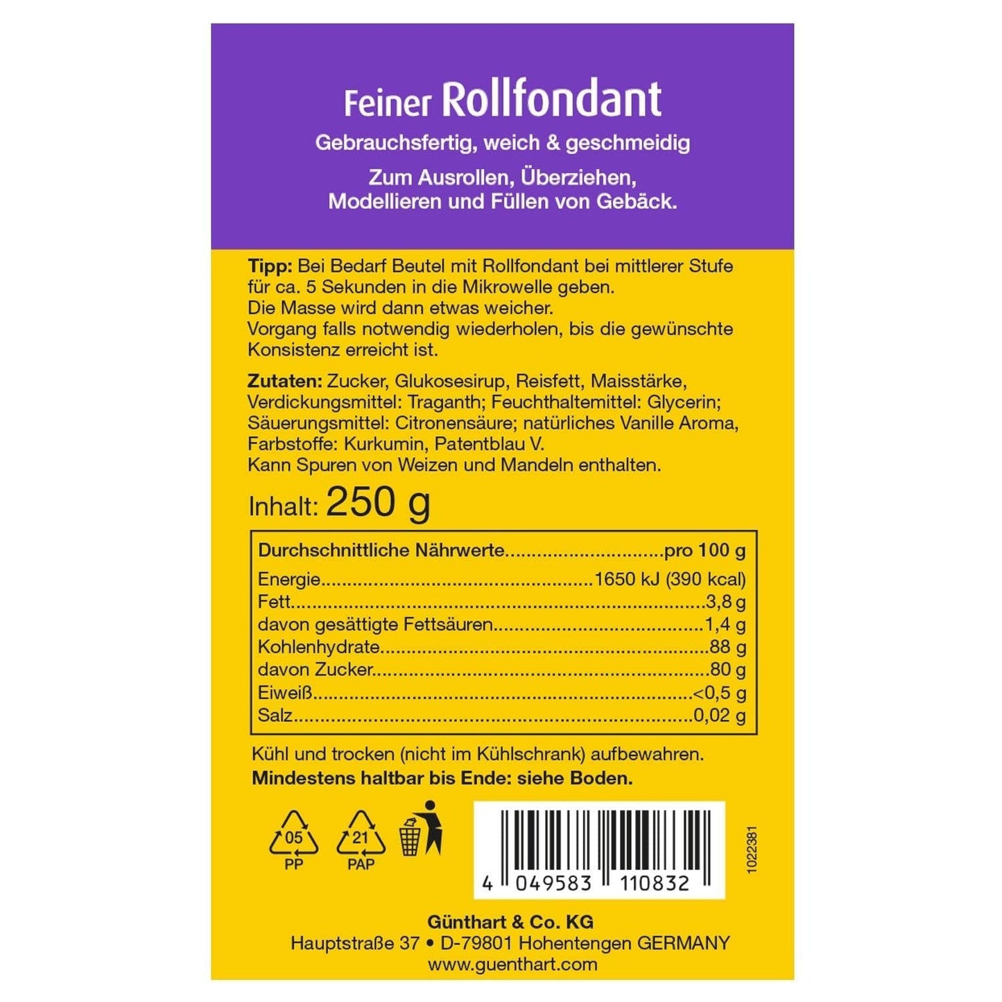 Günthart BackDecor 250 fondant verde, 100% vegan, fără ulei de palmier, rezistent la rupere pentru a acoperi prăjituri și produse de patiserie, potrivit pentru modelare, 1 pachet (1 x 250 g) Pasta de zahar Naty Shop