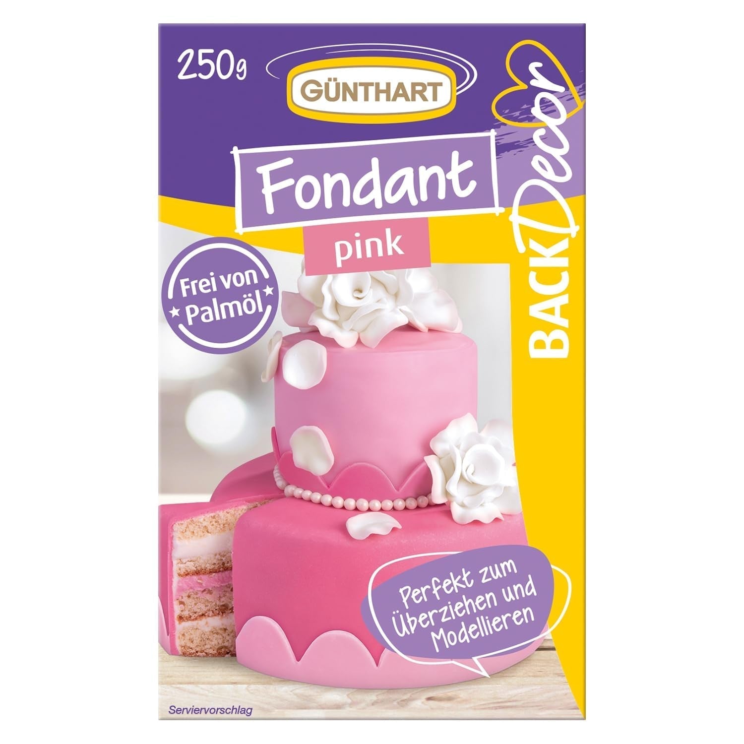 Günthart BackDecor 250 fondant verde, 100% vegan, fără ulei de palmier, rezistent la rupere pentru a acoperi prăjituri și produse de patiserie, potrivit pentru modelare, 1 pachet (1 x 250 g) Pasta de zahar Naty Shop 250 G (1 pachet) Roz