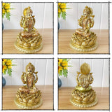 Hindu Goddess Laxmi Lotus Sculptura - Indian God Lord Lakshmi Puja Statue - India Murti Idol Figurine Pooja Item Diwali Gifts Statuete si sculpturi Naty Shop