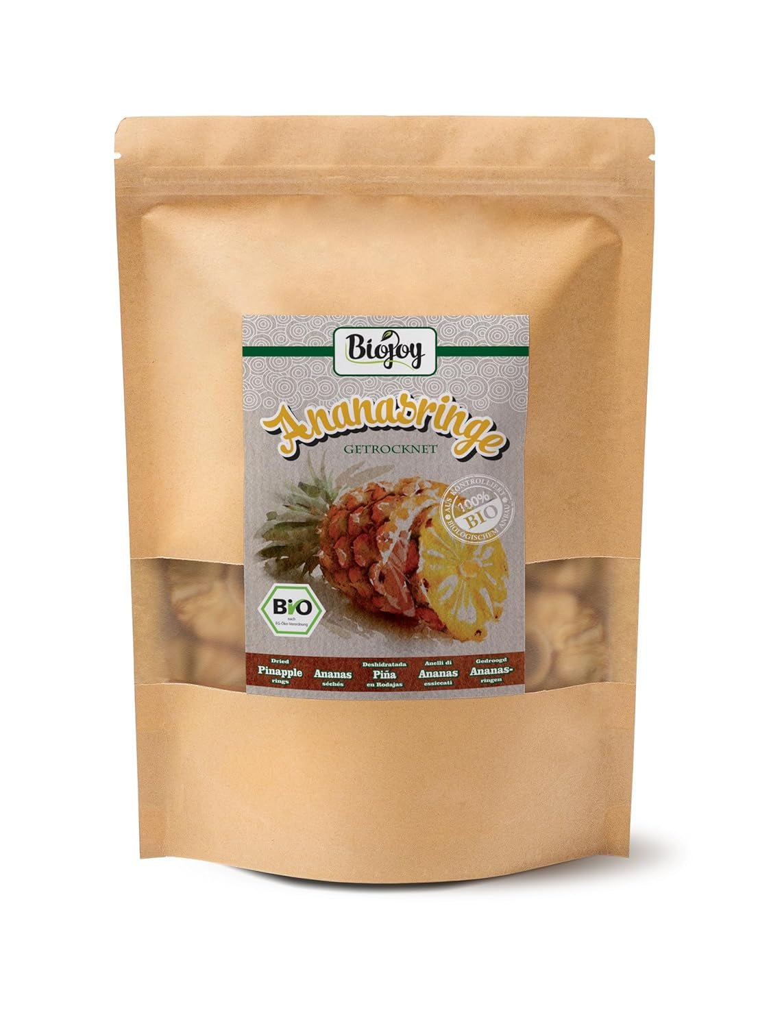 Inele de ananas Biojoy BIO, uscate (1 kg), nesulfurate Produse deshidratate Naty Shop 500 G