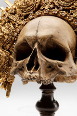 Kare Design obiect decorativ King Skull, maro, sculptură, motiv craniu, craniu decorativ, pictat manual, lucrat manual, unic, 42x34x20 cm (h/w/d) Statuete si sculpturi Naty Shop