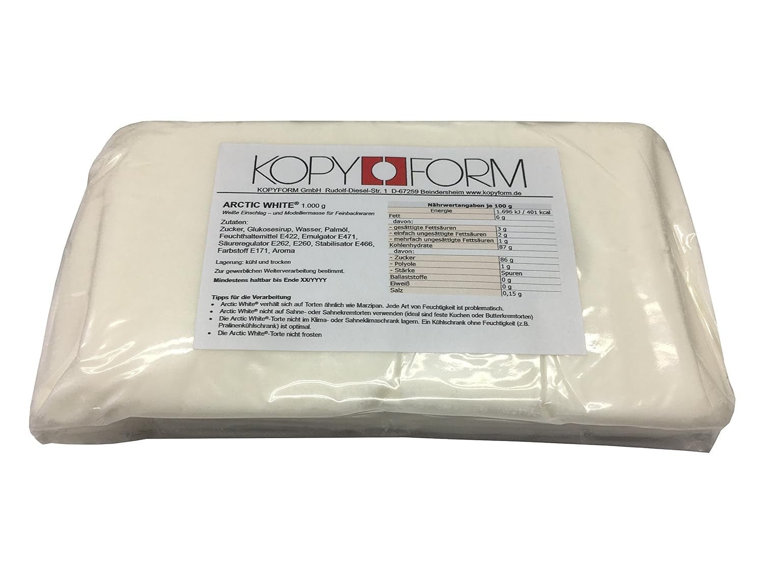 KOPYFORM Arctic White® roll fondant 6 kg, alb Pasta de zahar Naty Shop Default Title