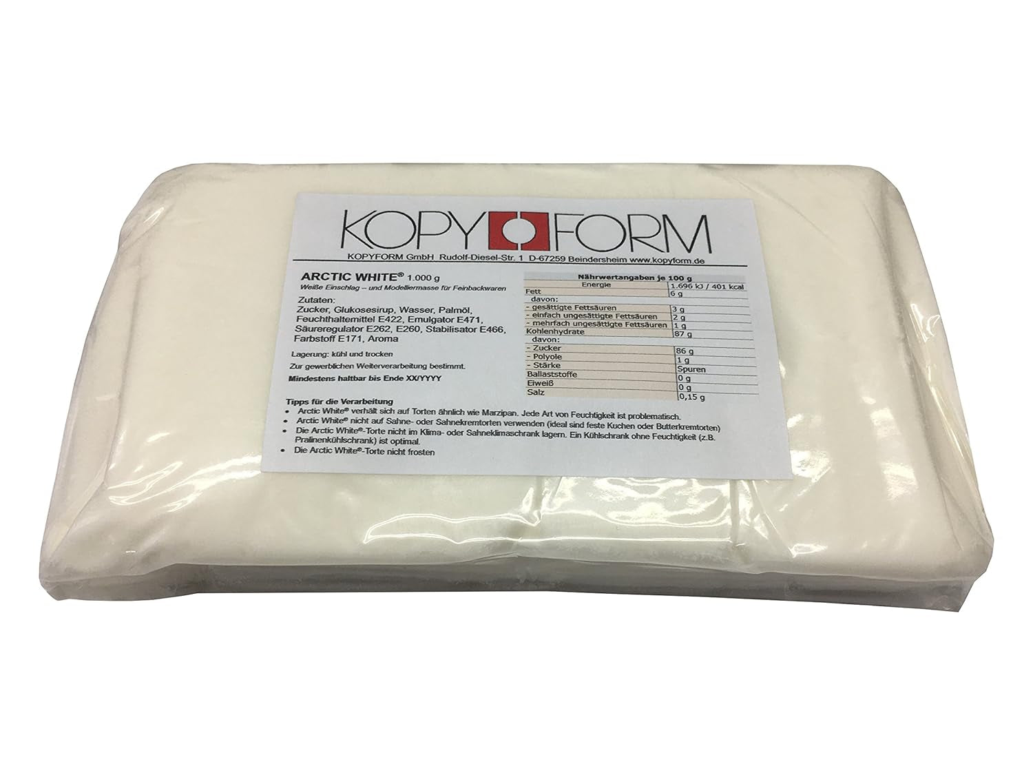 KOPYFORM roll fondant Arctic White® 1kg, alb Pasta de zahar Naty Shop Default Title
