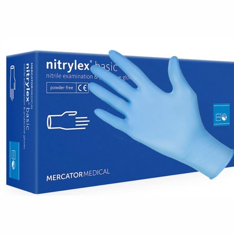 Manusi nitril nepudrate albastre Nitrylex 100buc, marimea M Nati Shop