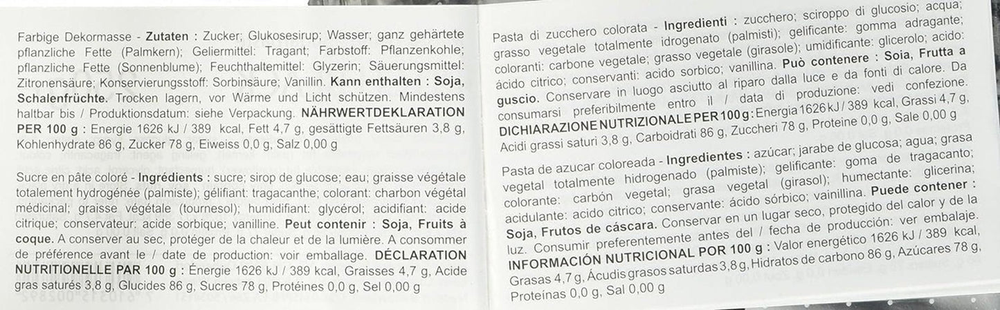 Massa Ticino roll, pasta de zahar, negru 250 g Pasta de zahar Naty Shop