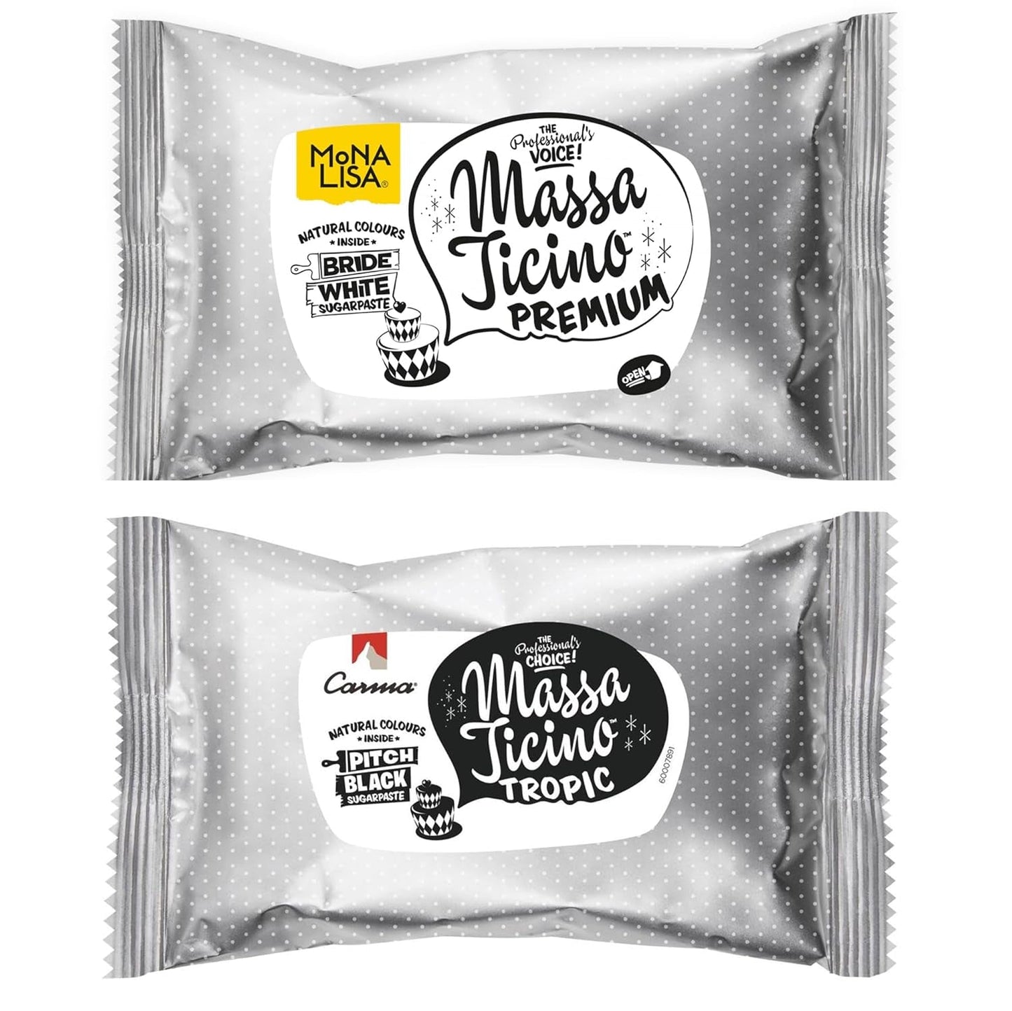 Massa Ticino Set 1x Fondant alb 250g și 1x Fondant negru 250g - Pastă de zahăr premium pentru prăjituri, roll fondant - Perfect pentru prăjituri, modelare și decorațiuni - Fondant pentru brutari profesioniști și amatori Pasta de zahar Naty Shop Default Title