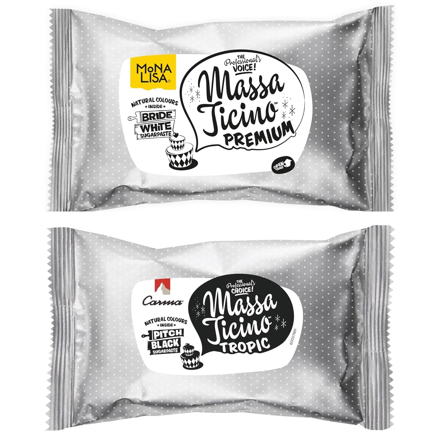 Massa Ticino Set 1x Fondant alb 250g și 1x Fondant negru 250g - Pastă de zahăr premium pentru prăjituri, roll fondant - Perfect pentru prăjituri, modelare și decorațiuni - Fondant pentru brutari profesioniști și amatori Pasta de zahar Naty Shop Default Title