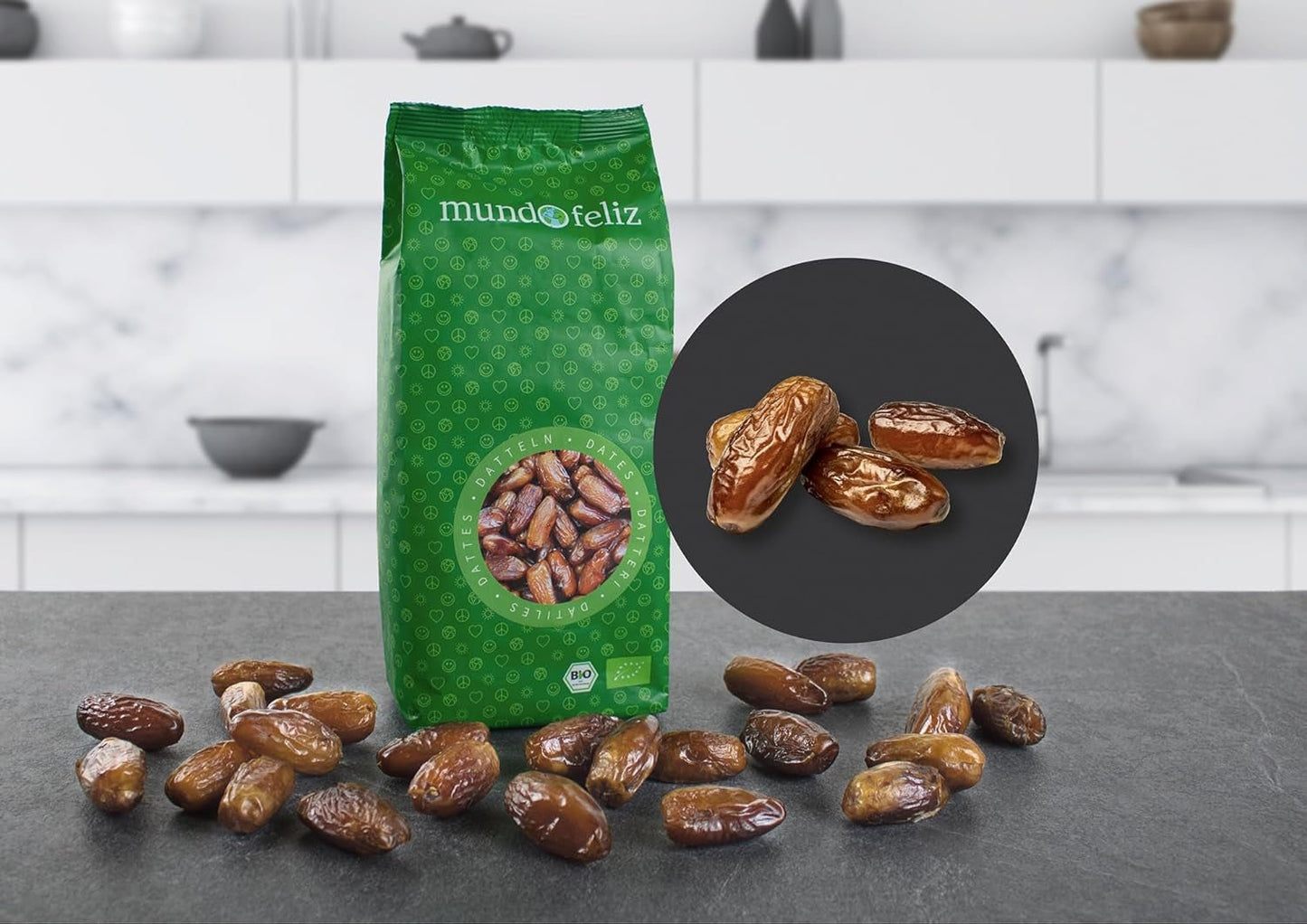 Mundo Feliz Curmale uscate cu sâmburi din agricultura ecologică, 2 x 500 g Produse deshidratate Naty Shop