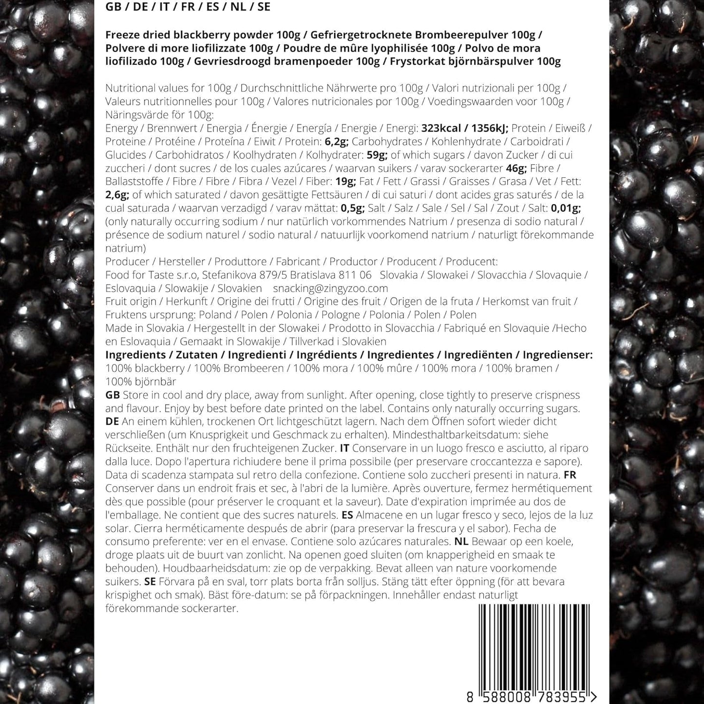 Mure liofilizate în pulbere | 100% pulbere de fructe liofilizate Fructe naturale uscate fără aditivi | pulbere de fructe Fructe liofilizate pulbere de mure Produse deshidratate Naty Shop