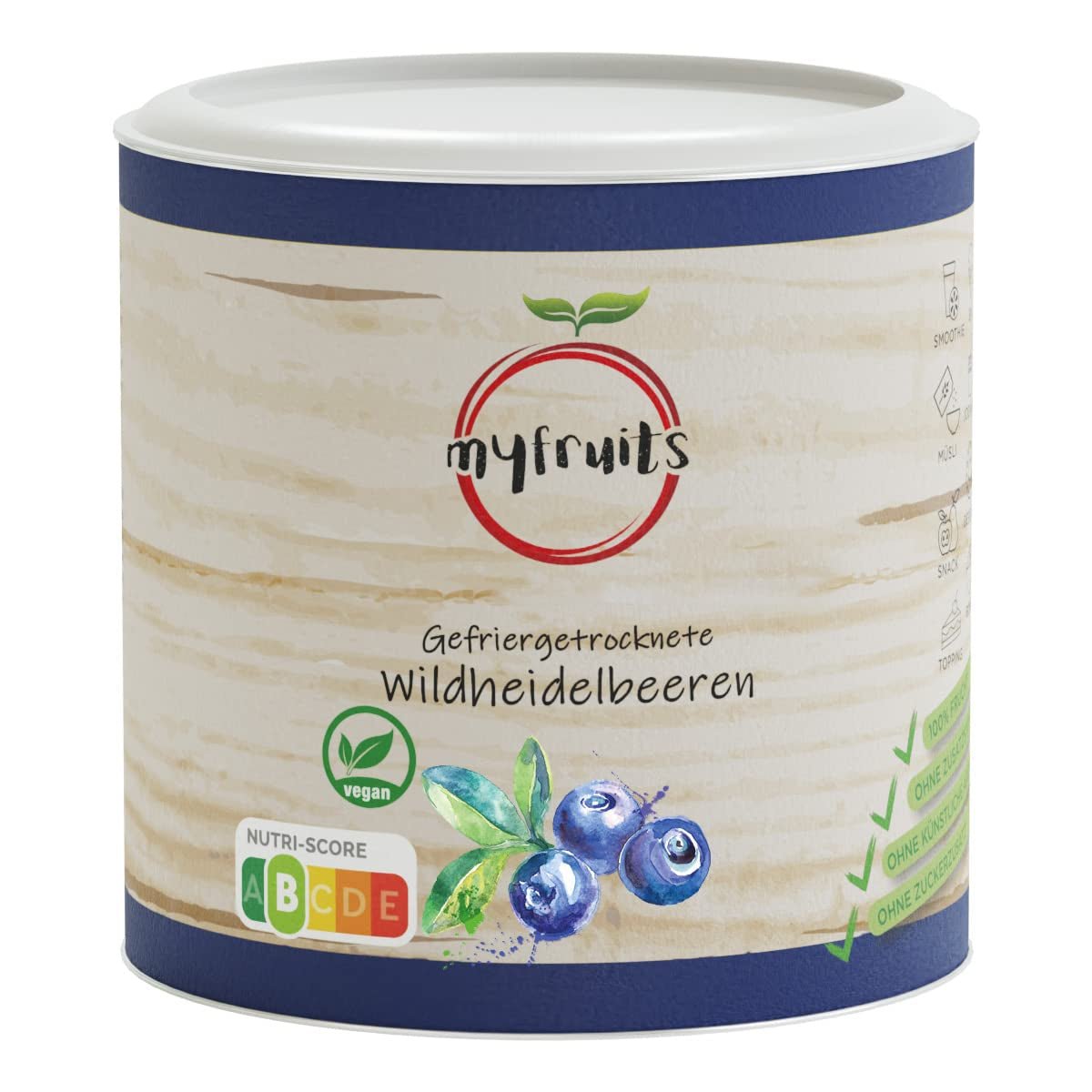 myfruits afine sălbatice, afine liofilizate, 70g, fără aditivi, 100% afine sălbatice, fructe liofilizate și fructe uscate Produse deshidratate Naty Shop Titlu implicit