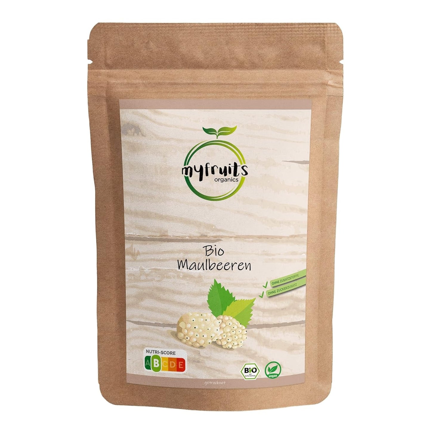 myfruits mure organice uscate, 750g, uscate la soare, fără aditivi. Din agricultura ecologică certificată, mure albe uscate Produse deshidratate Naty Shop Pachet mare 750G