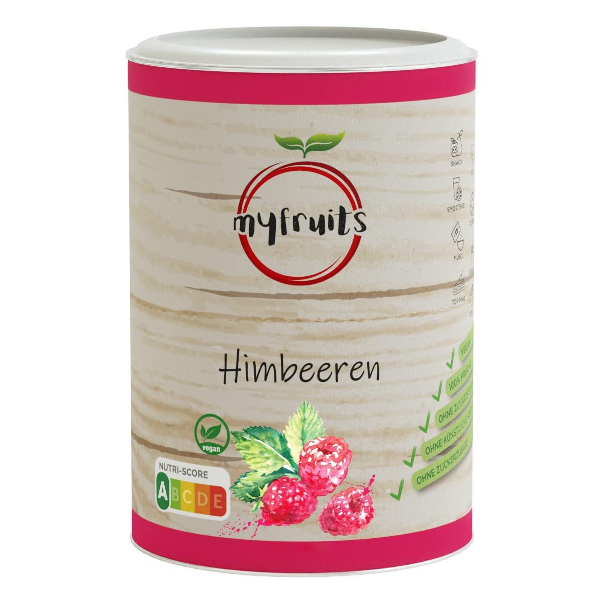 myfruits zmeură, liofilizată, 300g, fără aditivi, 100% zmeură uscată, fructe liofilizate pentru muesli sau ca gustare... Produse deshidratate Naty Shop 70 G (1 pachet)