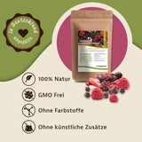Mynatura Amestec colorat de fructe de pădure liofilizate I Amestec de fructe I Zmeură I Coacăze negre I Căpșuni I Gustare de fructe I Vegan I 350g Produse deshidratate Naty Shop