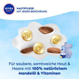NIVEA BABY head to toe bath & shampoo, șampon blând vegan pentru copii pentru piele și păr cu ulei de migdale, gel de duș relaxant cu formulă hipoalergenică fără parabeni și microplastice (200 ml) Copii - Baie si Skincare Naty Shop