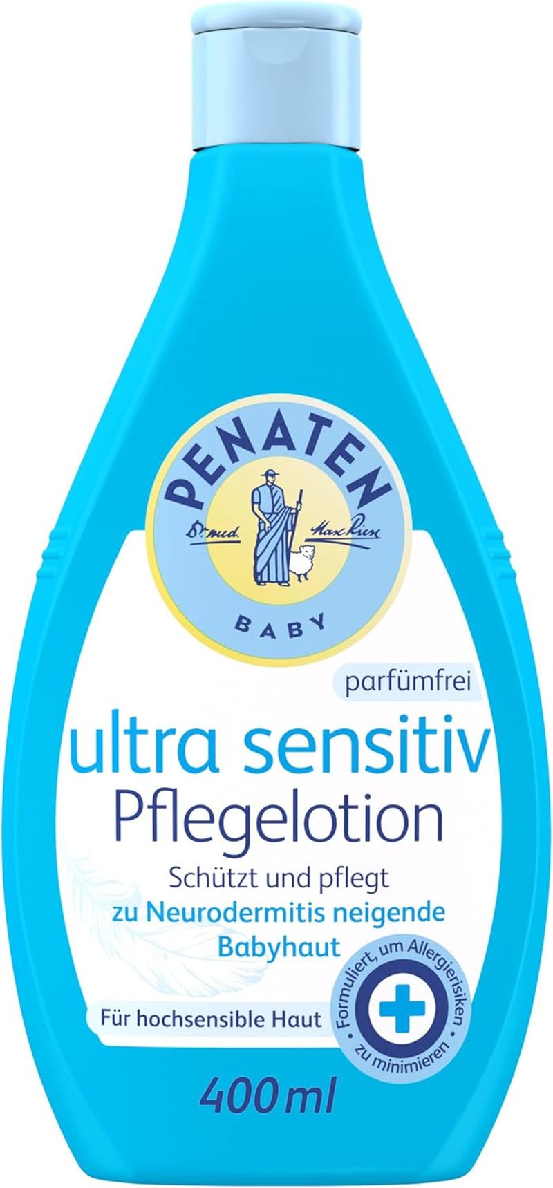 PENATEN Ultra Sensitive Care Cream Face & Body (100ml) cremă de față și de corp pentru bebeluși fără parfum, cremă hidratantă protectoare și hrănitoare pentru pielea foarte sensibilă a bebelușilor predispuși la neurodermatită Copii - Baie si Skincare Naty Shop 400 Ml (1 pachet) Loțiune de îngrijire ultra-sensibilă