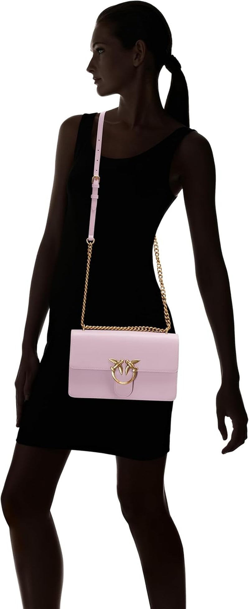 Pinko Love One Classic Dc geantă din piele de vițel, wgq_lilac- aur antic Genti Femei Naty Shop