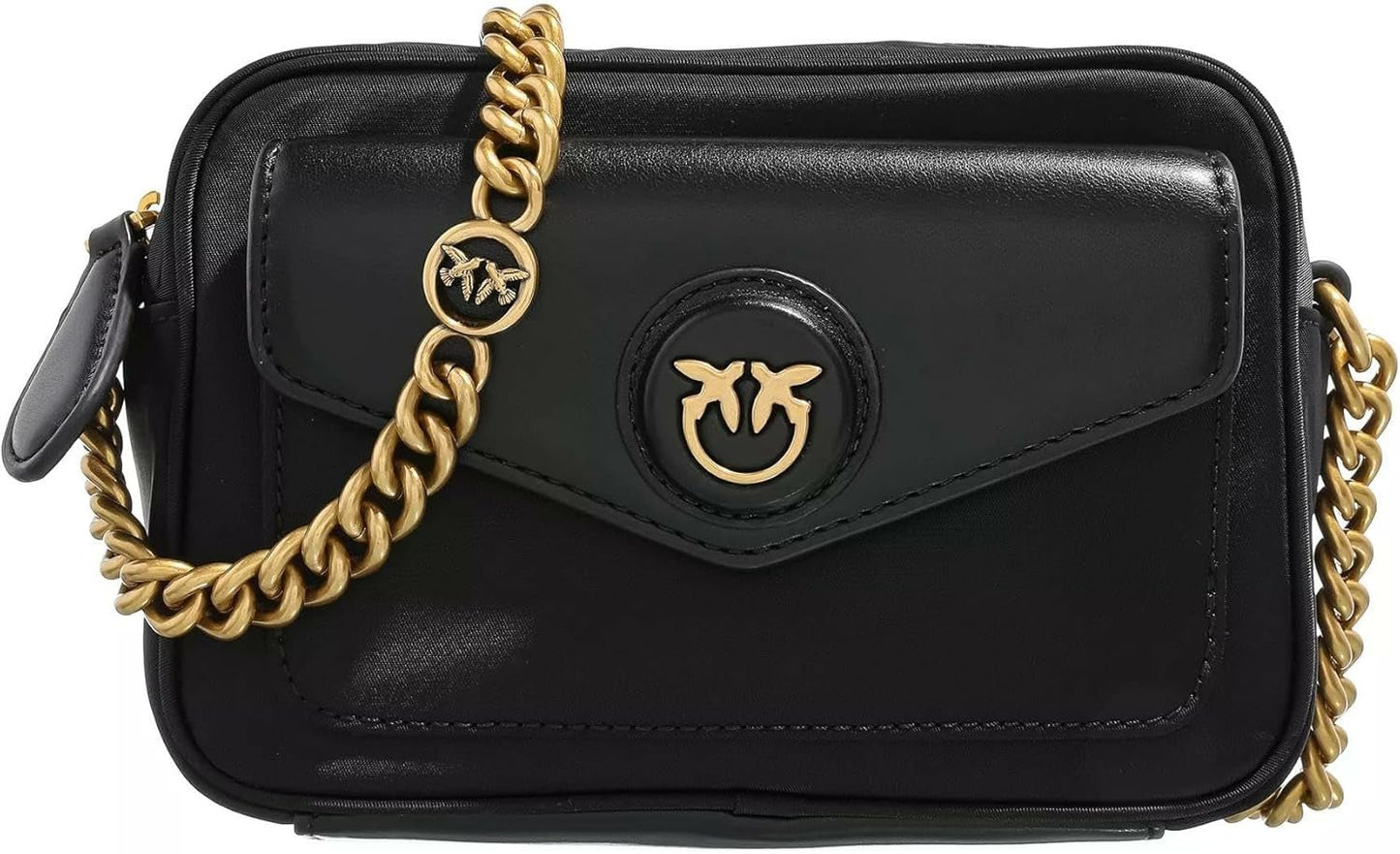 Pinko Nyllo Gate Camera CASE Reciclat NYLO Genti Femei Naty Shop Z99Q_Negru-auriu antic