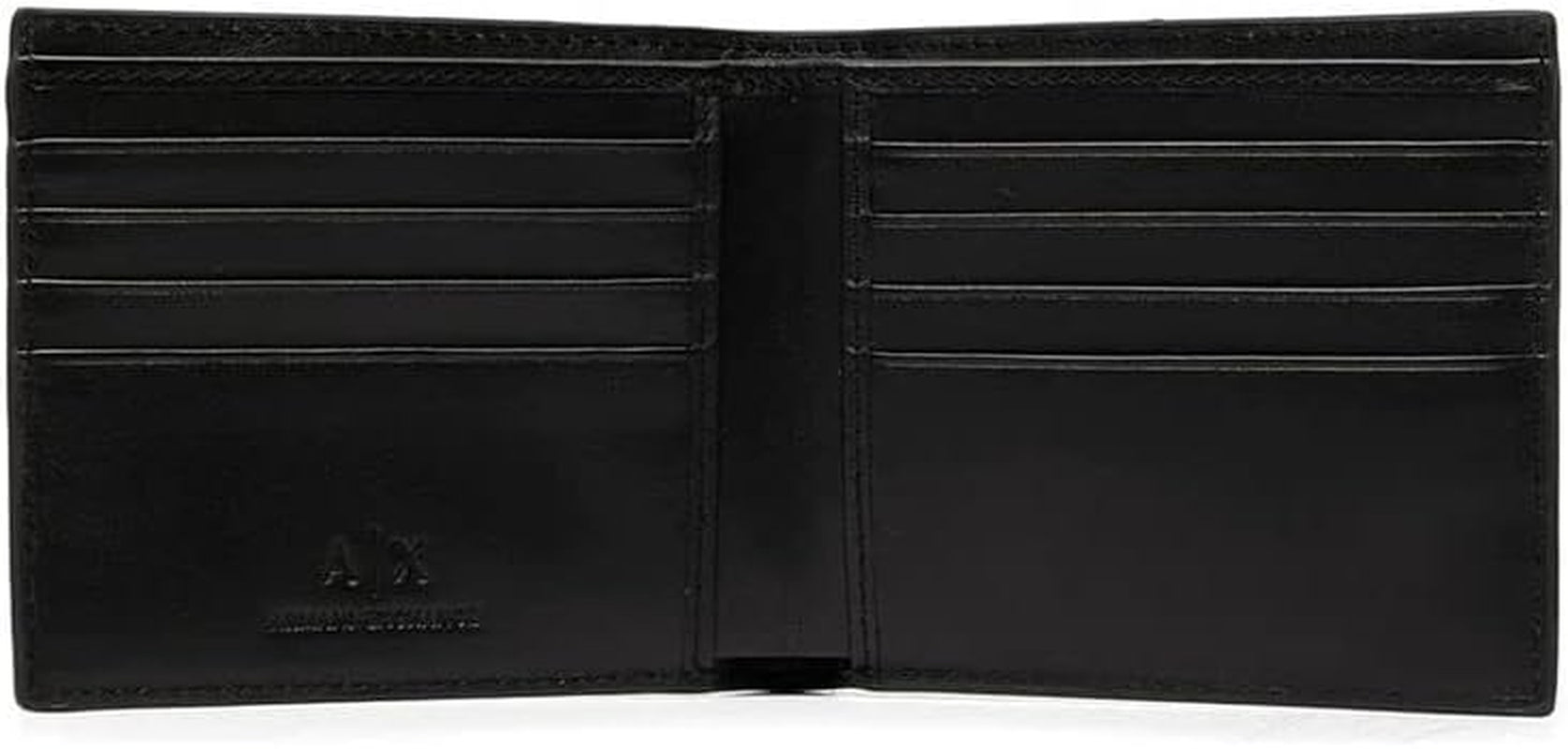Portofel cu logo Armani Exchange A|X din piele netedă, negru Portofel Barbati Naty Shop