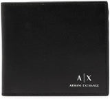 Portofel cu logo Armani Exchange A|X din piele netedă, negru Portofel Barbati Naty Shop Titlu implicit