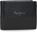 Portofel orizontal dublu Pepe Jeans cu compartiment pentru monede, negru, 11 x 8 x 1 cm, piele, protejat RFID, bărbați, Portofel orizontal cu compartiment pentru monede Portofel Barbati Naty Shop Titlu implicit