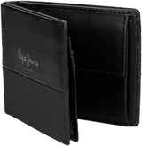 Portofel orizontal dublu Pepe Jeans cu compartiment pentru monede, negru, 11 x 8 x 1 cm, piele, protejat RFID, bărbați, Portofel orizontal cu compartiment pentru monede Portofel Barbati Naty Shop