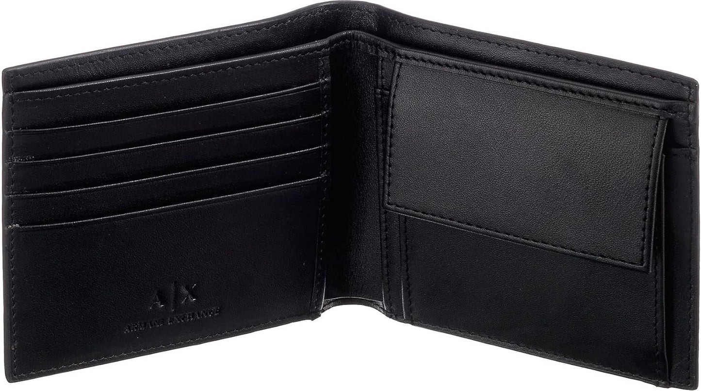 Portofel pentru bărbați Armani Exchange Essential, simplu, cu logo imprimat, negru Portofel Barbati Naty Shop