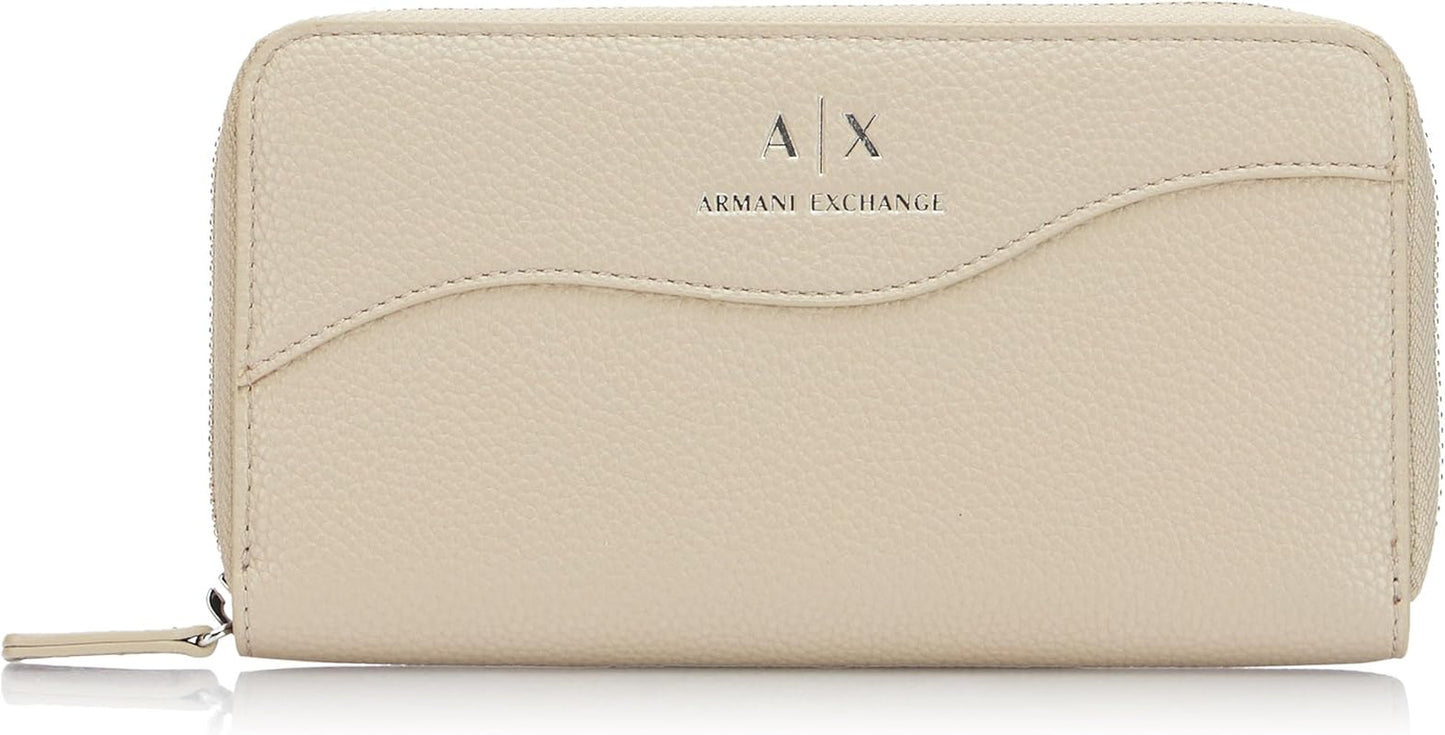 Portofel tri-fold cu logo imprimat argintiu, Essential, Wave, Pisco, pentru femei Armani Exchange Portofel Femei Naty Shop Titlu implicit