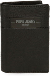 Portofele și portmonee Pepe Jeans Checkbox din piele de vacă, negru, maro, albastru și gri Portofel Barbati Naty Shop Negru Portofel vertical