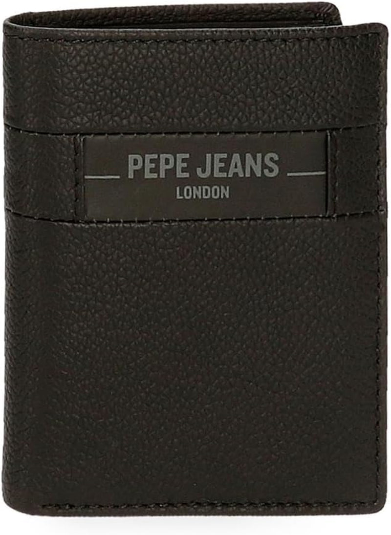 Portofele și portmonee Pepe Jeans Checkbox din piele de vacă, negru, maro, albastru și gri - Naty Shop