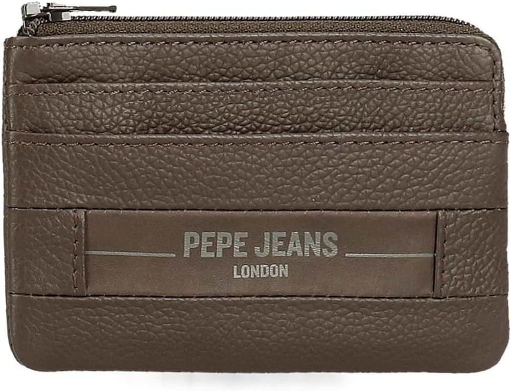 Portofele și portmonee Pepe Jeans Checkbox din piele de vacă, negru, maro, albastru și gri Portofel Barbati Naty Shop Maro Poșeta