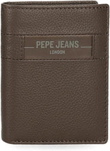 Portofele și portmonee Pepe Jeans Checkbox din piele de vacă, negru, maro, albastru și gri Portofel Barbati Naty Shop Maro Servieta